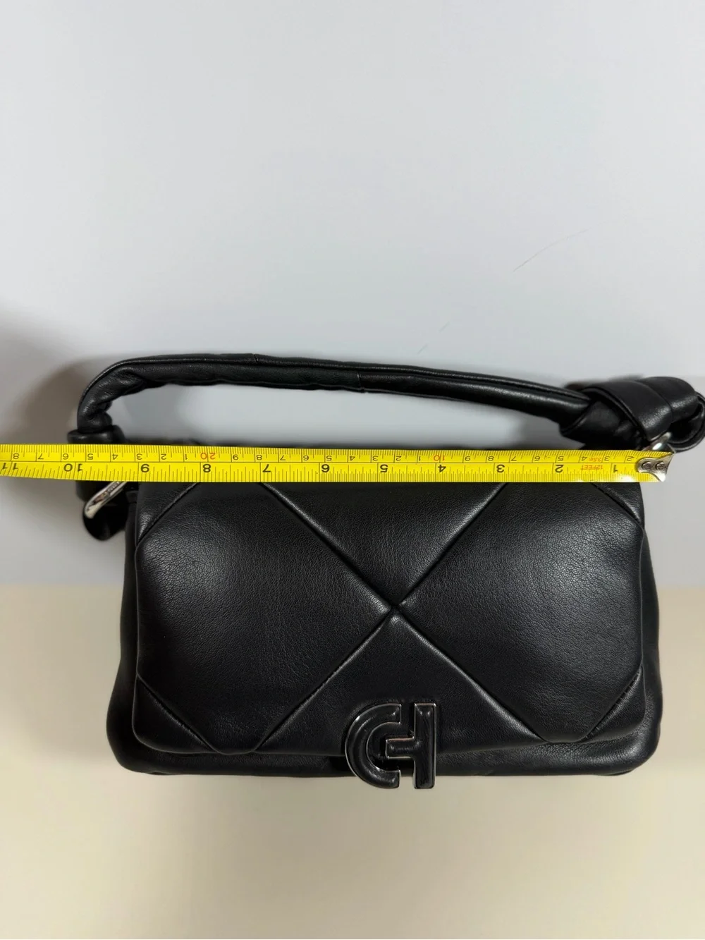 Cole Haan Black Quilted Leather Crossbody Bag with CH Logo